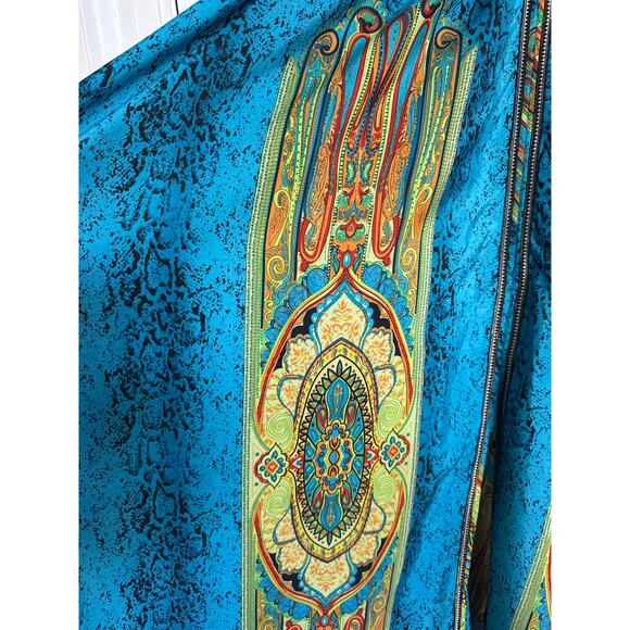 Gracia Maxi Dress Blue Green Smocked Waist Front Slit Boho Whimsical medium - Picture 8 of 16